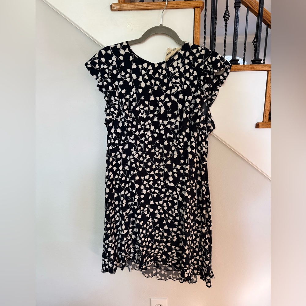 Diane Von Furstenberg Black and Cream Heart Pattern Dress